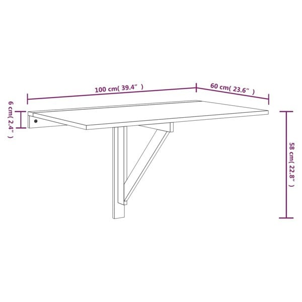 Berkfield Folding Wall Table Smoked Oak 100x60x56 cm Engineered Wood