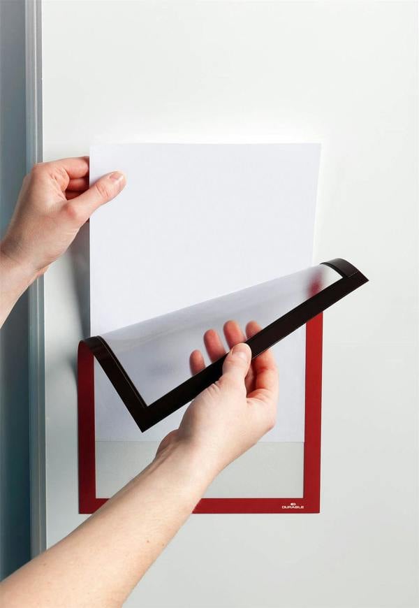 Durable DURAFRAME Magnetic Document Signage Frame for Metal | 5 Pack | A4 Red