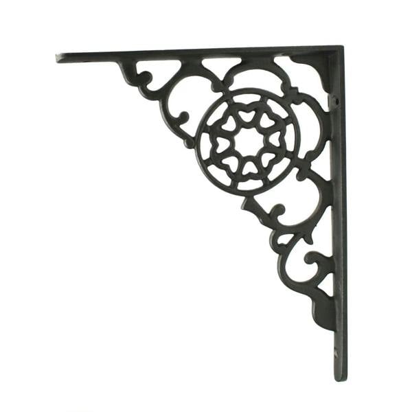 Pair of Antique Cast Iron Cobweb Design Shelf Brackets - 177mm x 228mm