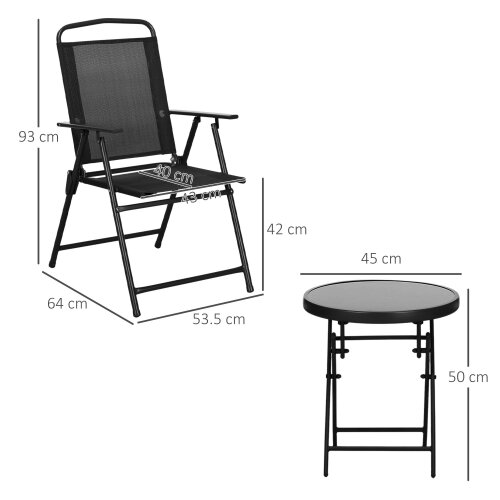 Wyld Haus Zivino Glass And Metal Black 3 Piece Garden Seating Set With Table And Chairs