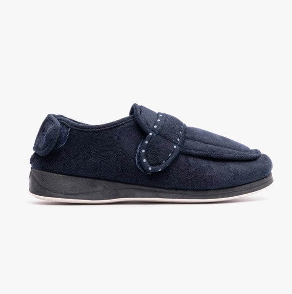 Padders ENFOLD Womens (EE Fit) Touch Fasten Full Slippers Navy