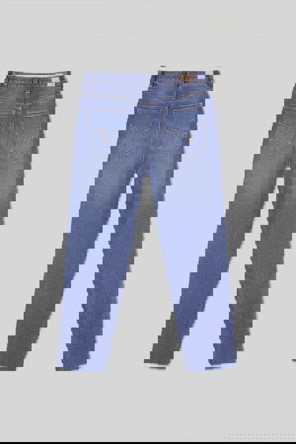 ENORSIA Womens Blue Mom Fit Raw Edge Jeans