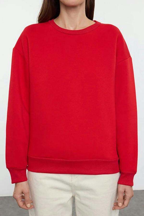 Hoxton Gal Thick Fleece-Lined Regular Fit Crew Neck Basic Knit Sweatshirt