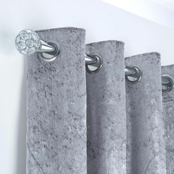 A.Unique Home Beaded Gem Extendable Curtain Pole (25/28mm) (Nickel,70cm - 120cm)