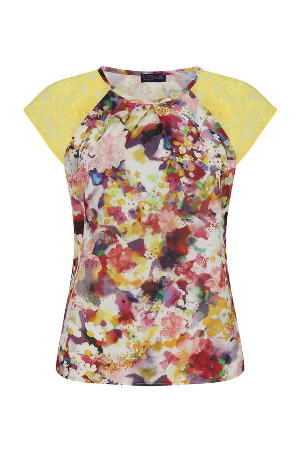 HotSquash Chiffon Top with Lace Sleeve