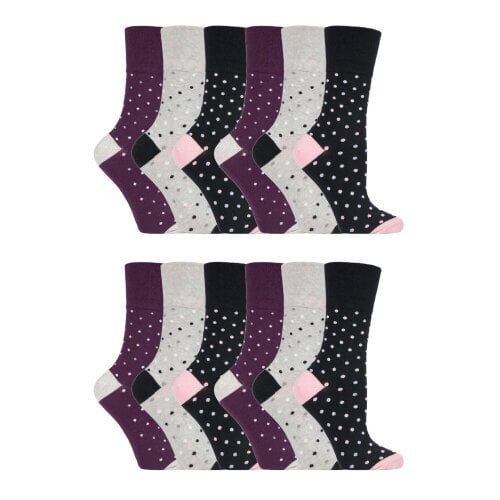 Gentle Grip 12 Pairs Ladies Cotton Rich Everyday Socks Gentle Grip Soft Top Comfort Socks - 4-8 UK - GG13