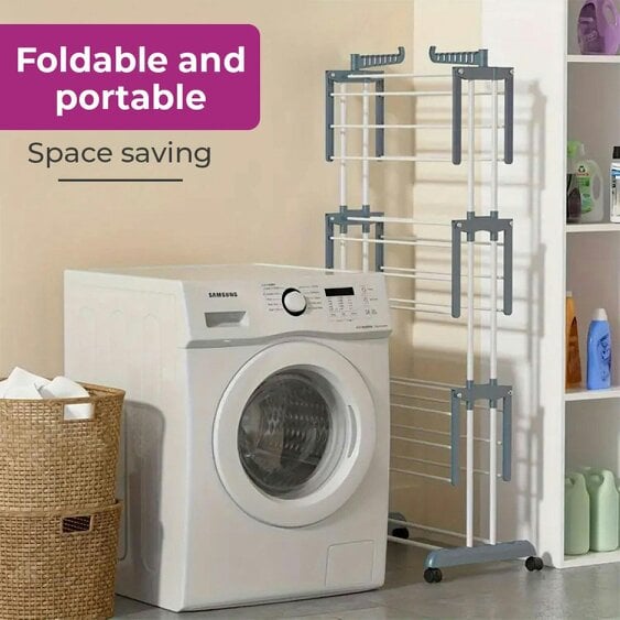 Neo Grey 4 Tier Folding Clothes Horse Drying Rack