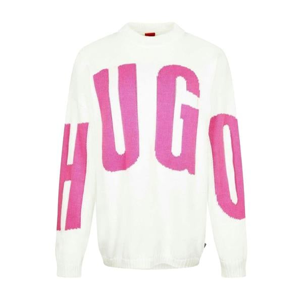 Hugo Womens/Ladies Crew Neck Relaxed Fit Long-Sleeved Jumper - Natural - 