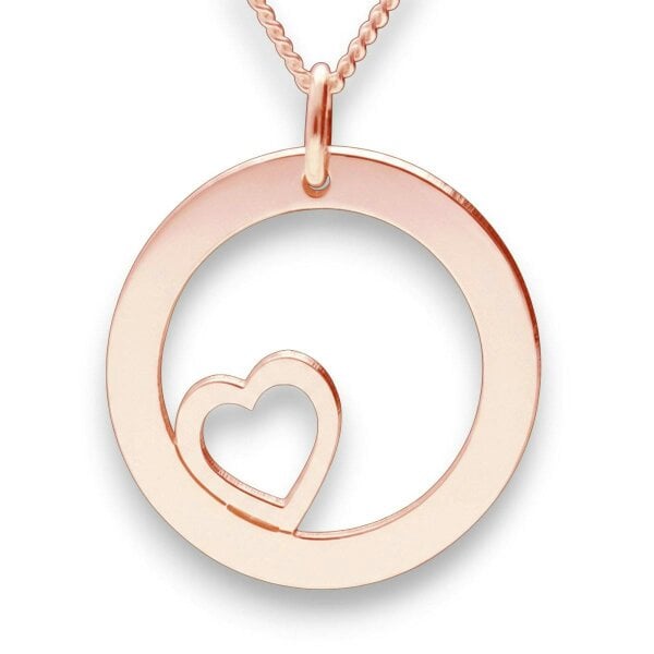 Christopher James of London 9ct Rose Gold Plated Heart Disc Personalised Necklace