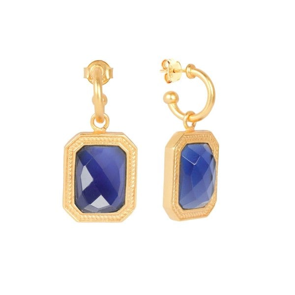 Lila Rasa Rectangular Blue Sapphire Crystal Hoops