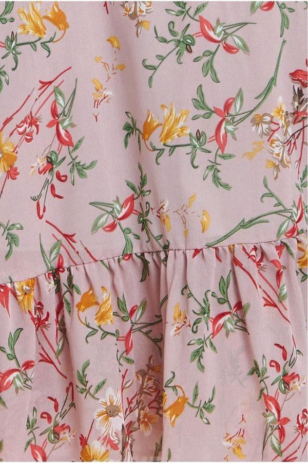 Wrap Flutter Sleeve Floral Midi Dress - Beige DR3500