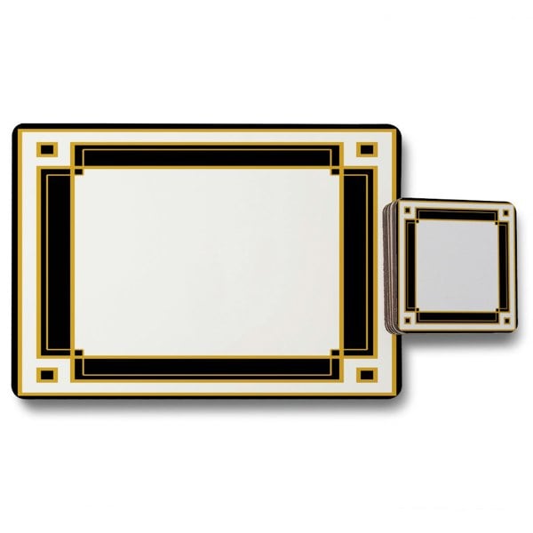 New Product Art Deco Black & Gold (Placemat & Coaster Set)  - Andrew Lee Home and Living
