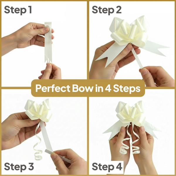 30mm Ivory Pull Bows, 10 Pack to 60 Pack for Gift Wrapping, Hampers and Décor image 9