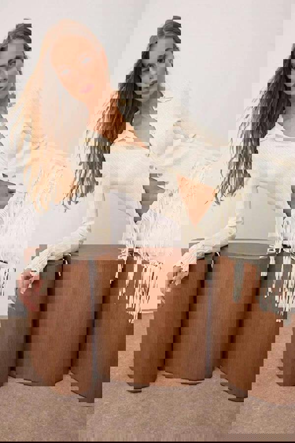 WOVCOR Mercerized Look Ribbed Polo Collar Knit Cardigan