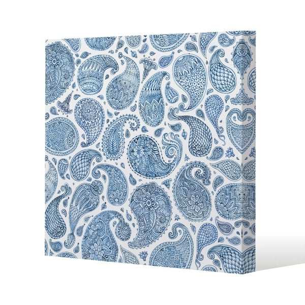 Benjamin Tate Design Blue and White Bo Ho world Slim Style Canvas Print  90x90cm , 15mm Slim Real wood.