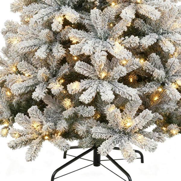 4ft-7ft Pre-Lit Yukon Snow Pine Artificial Christmas Tree with Warm White LEDs and PVC Tips image 9