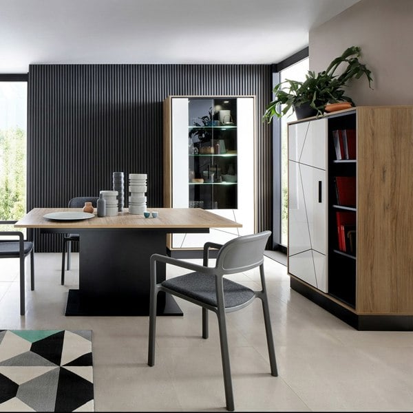 Furniture To Go Brolo Extending Dining table  in Walnut and Black