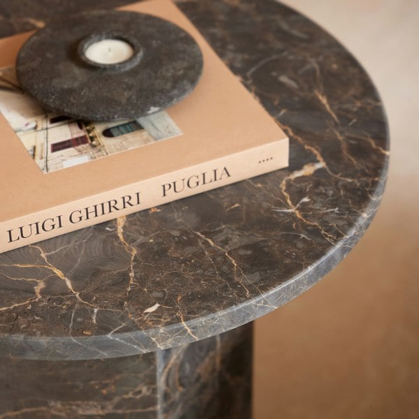 Furniture To Go Naxos Round Side Table In Marron Marble
