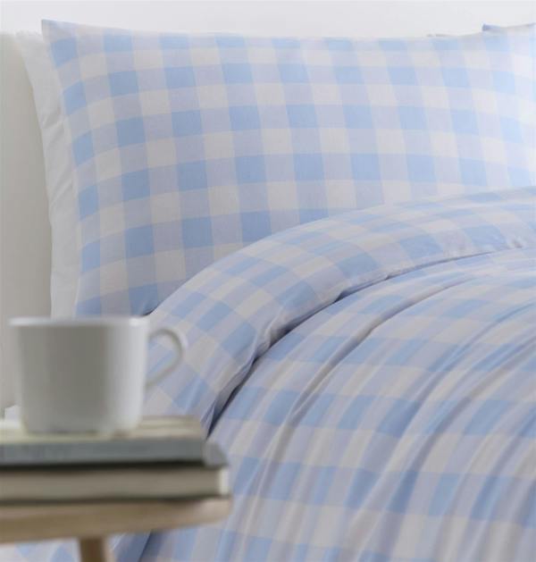 Gingham Blue Duvet Cover Set