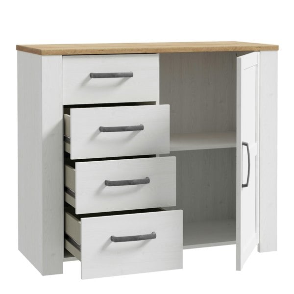 Furniture To Go Bohol 1 Door 4 Drawer Chest in Riviera Oak/White