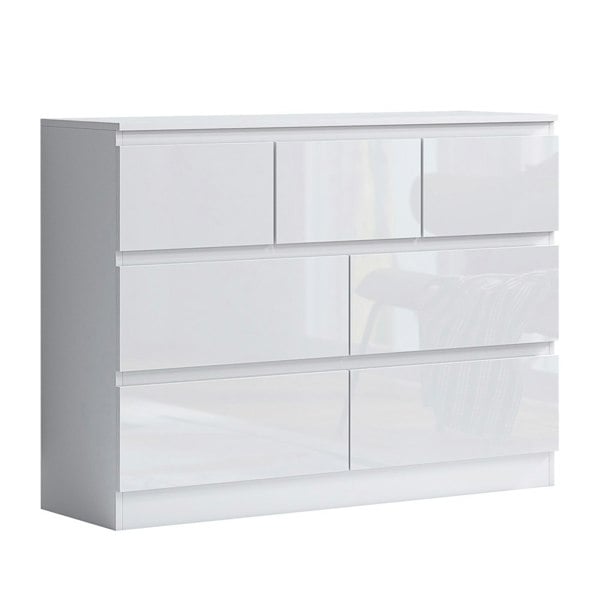 7 drawer cabinet gloss white