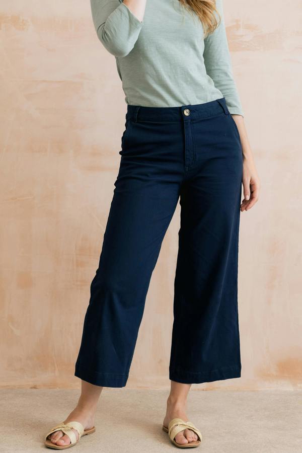 Lily & Me Isla Stretch Twill Crop Trousers Navy