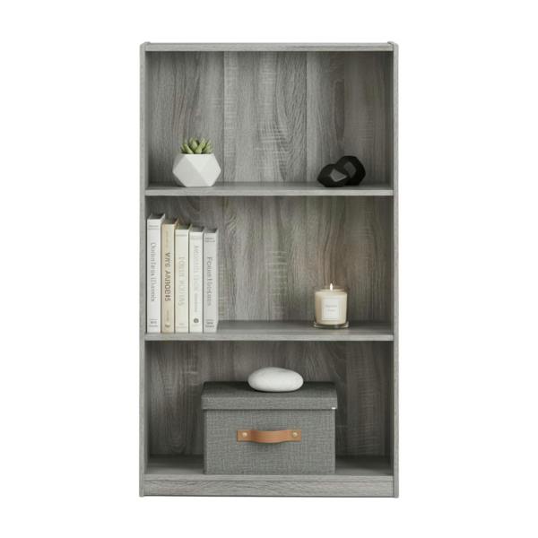 WALPLUS Basic 3-Tier Bookcase Storage Shelves, French Oak Grey designed to complement modern interiors - 99736GYW