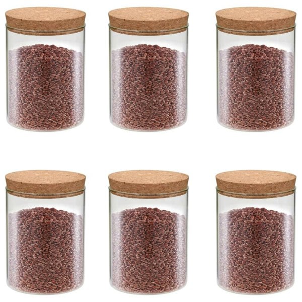 Berkfield Storage Glass Jars with Cork Lid 6 pcs 650 ml