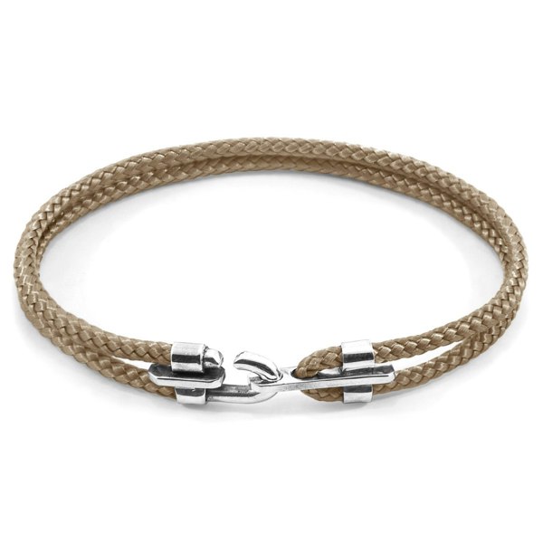 Anchor & Crew Sand Brown Canterbury Silver and Rope Bracelet