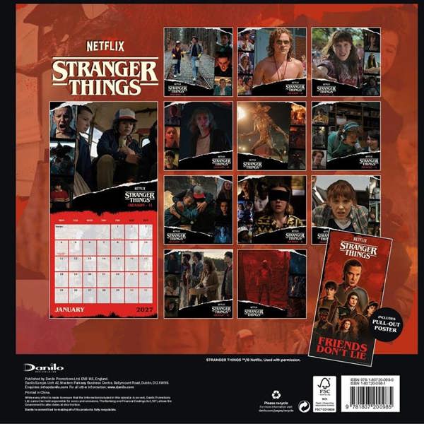 Stranger Things Calendar 2027, Wall Calendars, Month To View, Entertainment, Gift