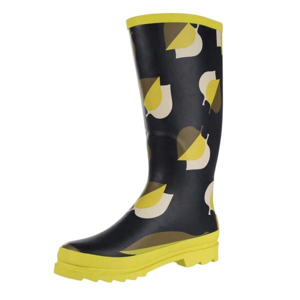 Regatta Womens/Ladies Orla Kiely Leaf Print Wellington Boots - Black Shadow Elm Yellow Print - 