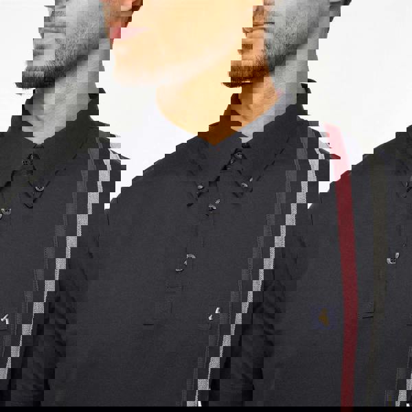 Gabicci V55GX01 Mens Paddy Oxford Stripe Jersey Polo Shirt Gabicci Vintage - NAVY