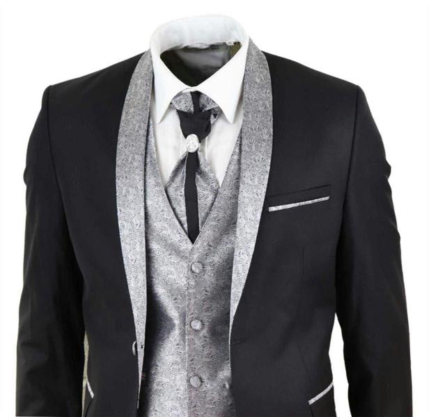 TruClothing Men's 4 PieceBlack Tailored Wedding Suit