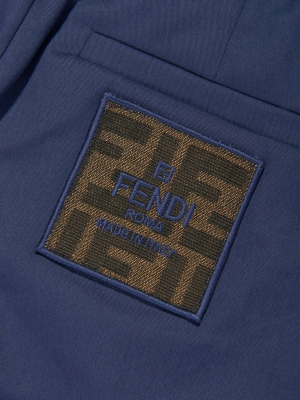Fendi Kids Fendi Boys Gabardine Stretch Trousers in Navy