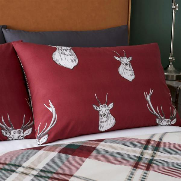 Munro Stag Check Red Duvet Cover Set