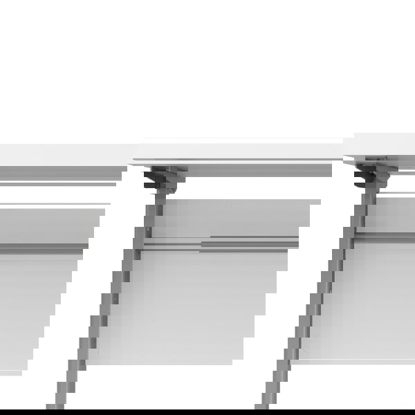 Furniture To Go Prima Desk 150 cm in White with Height adjustable legs with electric control in Silver grey steel