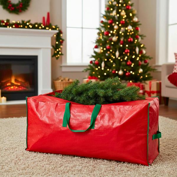 7.5ft Red Christmas Tree Storage Bag for Disassembled Artificial Trees with Zip Fastening image 9