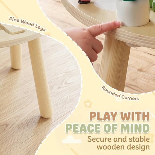 AIYAPLAY Wooden Baby Activity Table, 6-in-1 Montessori Activity Table