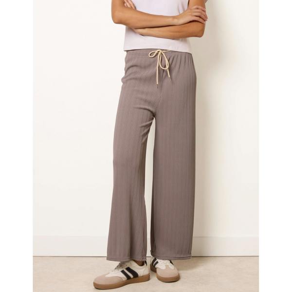 Blue Vanilla Ribbed Wide Leg Trousers