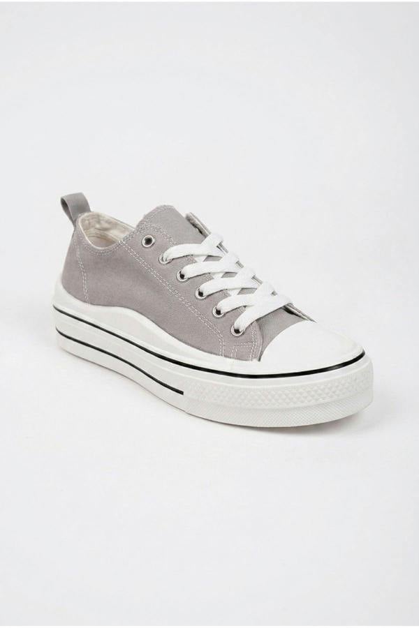 Saoirse Low Top Canvas Trainers - Grey