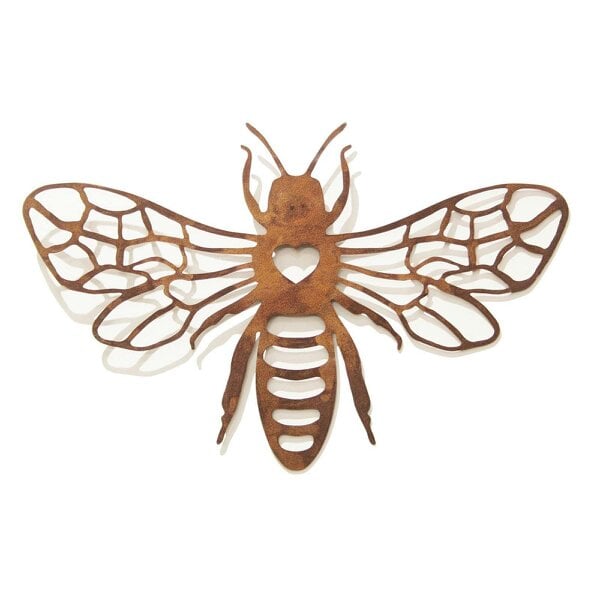 EDH Door Hardware Rusted Metal Honey Bee Silhouette Wall Art – 24 x 38 CM | Rustic Bee Wall Hanging for Indoor & Outdoor