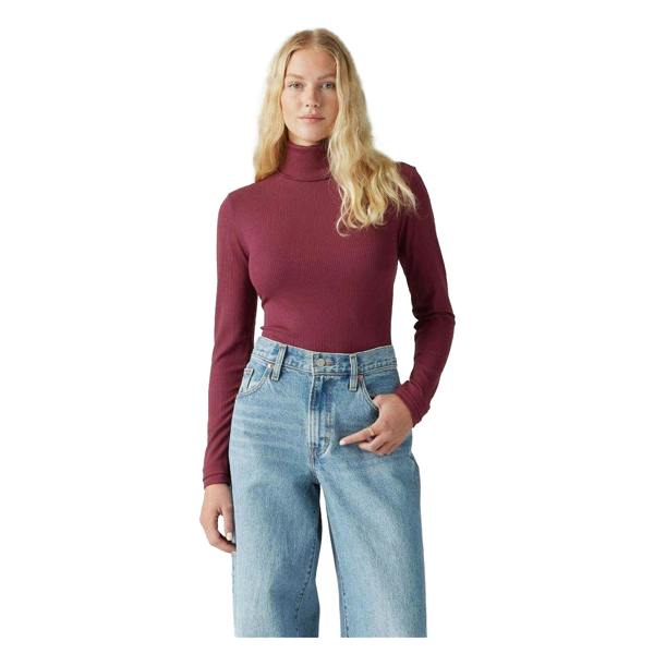 Levis Womens/Ladies Slim Turtleneck - Burgundy - 