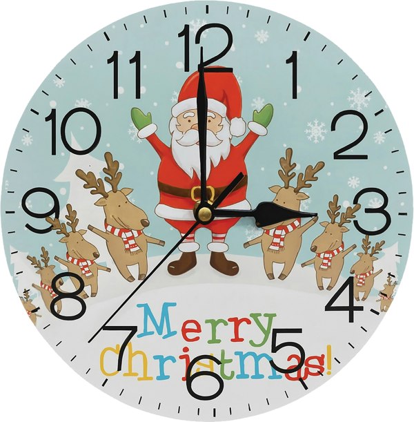 Xmas Haus Christmas Wall Clock (Indoor), Santa & Reindeers