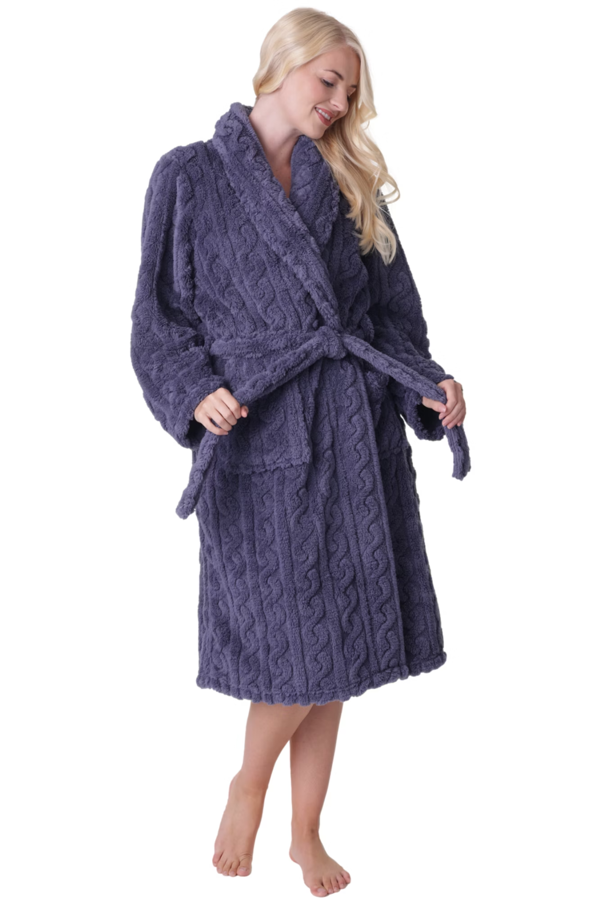 Camille Supersoft Luxury Fleece Jaquard Bathrobe