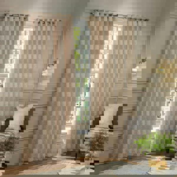 Paoletti New Galaxy Chenille Eyelet Curtains - Blush