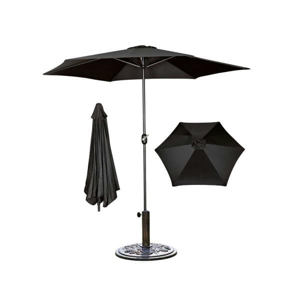 Samuel Alexander 2.7m Havana Garden Patio Parasol with Crank Handle in Black with 9kg Base Included