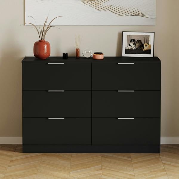 Vida Designs Trega 6 Drawer Chest, Black