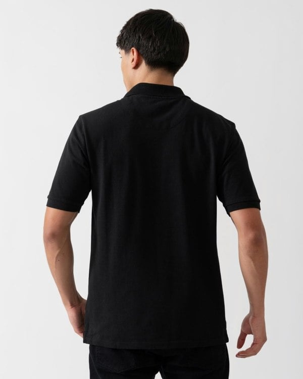 Oliver Sweeney Tralee Mens Pique Cotton Polo Shirt - Black