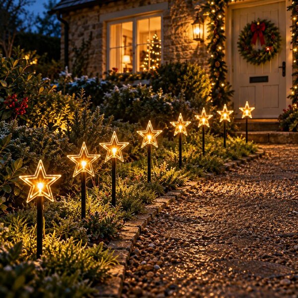 Valiant Christmas Star Pathway Lights | 8 Pack | For indoor and Outdoor