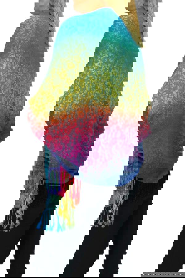 Paulo Due Rainbow Floral Paisley Pashmina Shawl Scarf